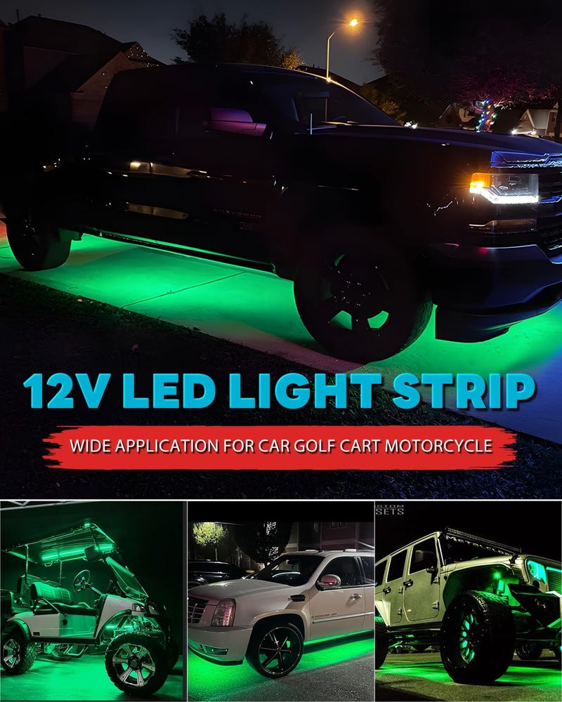 Miisiya 12V Led Light Strip Connectable 24Inch Green Led Strip Lights for Car Underglow Kit Golf Cart Motorcycle Boat Cabinet Waterproof Led Light Strip,4Pack - Image 5